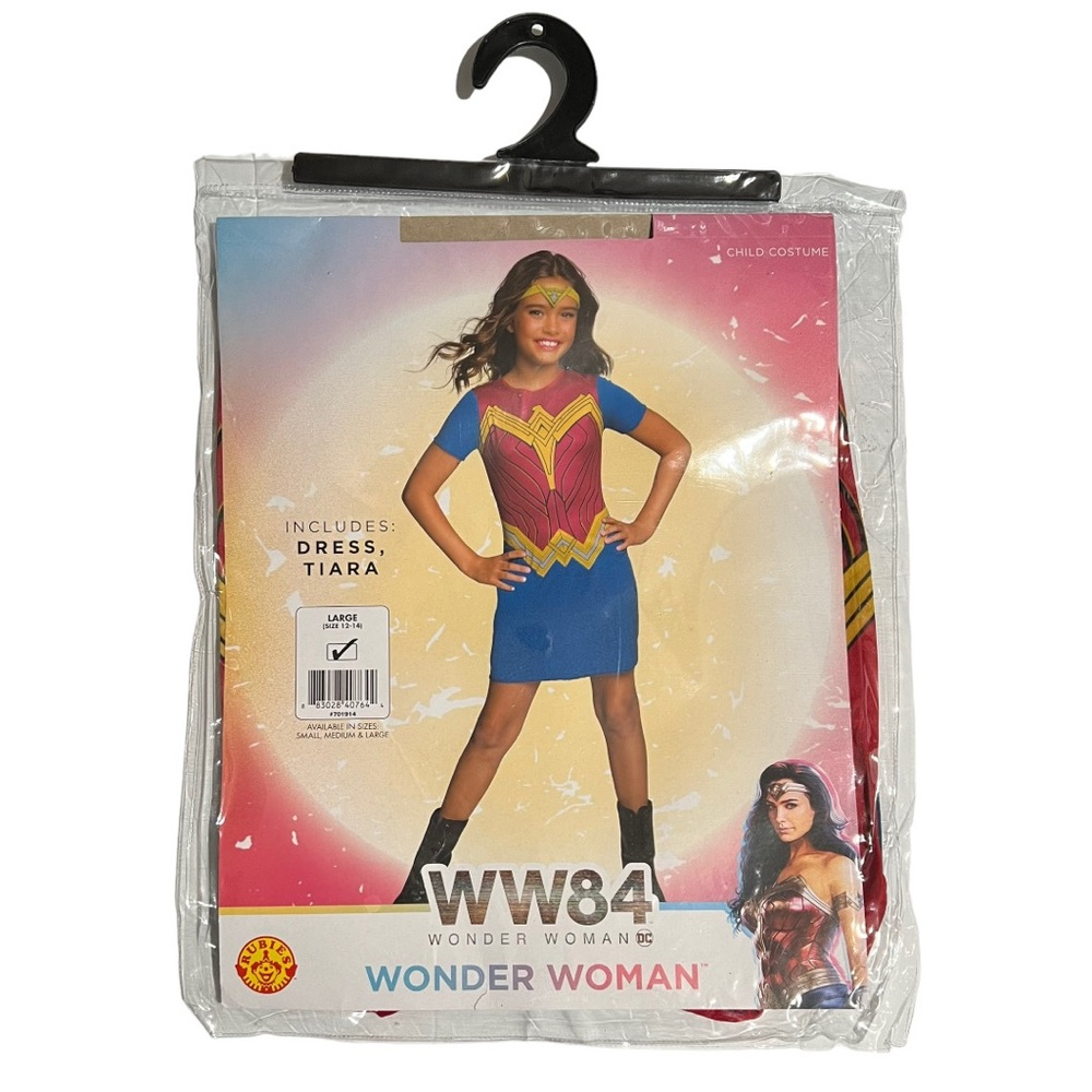 WW84 Wonder Woman Costume Size L 12-14 Blue Red Gold Dress And Tiara Rubies New